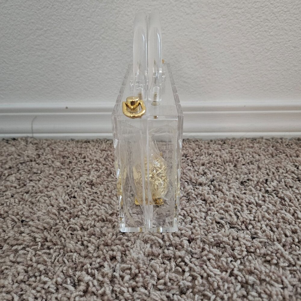 Acrylic Clear And Gold Clutch Purse View 3